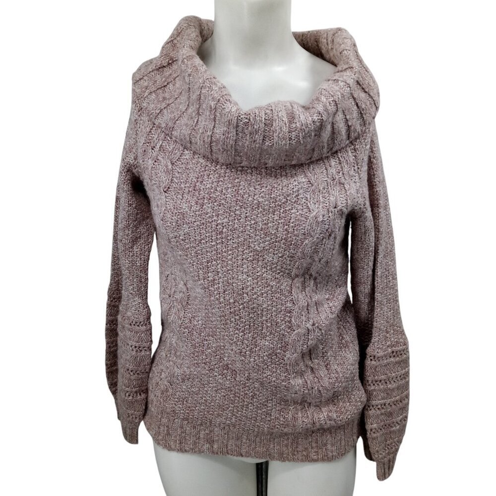 Sleeping On Snow Beige Cowl Neck Cable Neck Puff Sleeve Sweater Size XS Anthro